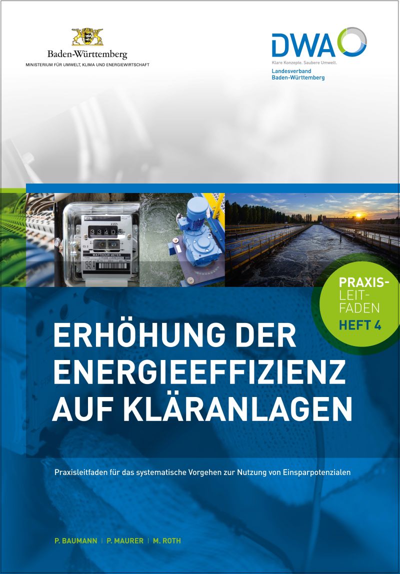 Cover des Praxisleitfadens: Erhöhung der Energieeffizienz auf Kläranlagen, Heft 4