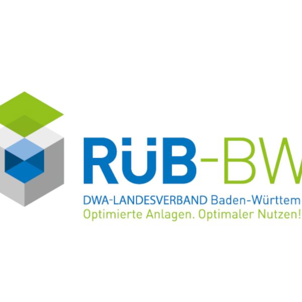Logo des Projekts RÜB-BW vom DWA-Landesverband Baden-Württemberg. Optimierte Anlagen. Optimaler Nutzen!