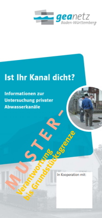 Cover des Flyers "Ist Ihr Kanal dicht? - Verantwortung bis Grundstücksgrenze"