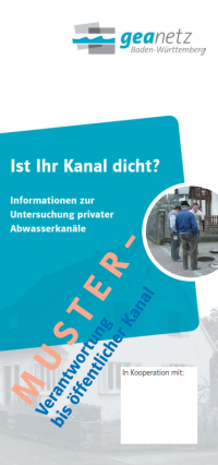 Cover des Flyers "Ist Ihr Kanal dicht? - Verantwortung bis öffentlicher Kanal"