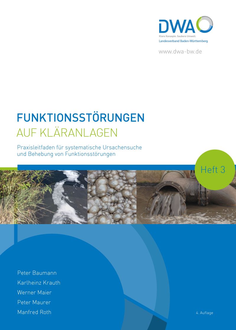 Cover des Praxisleitfadens: Funktionsstörungen auf Kläranlagen, Heft 3