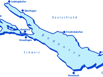 Karte des Bodensees mit den eingezeichneten Mitgliedern der Bodensee-Nachbarschaft
