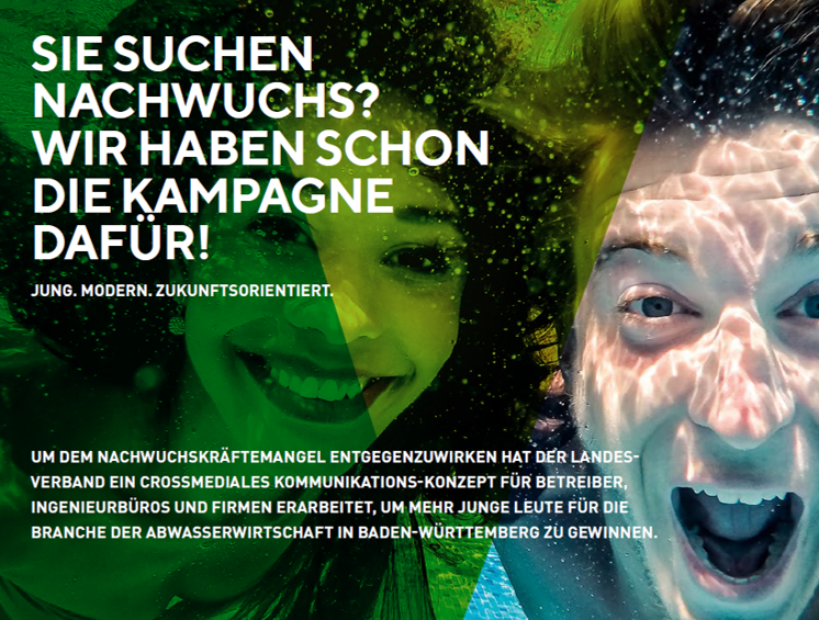 Darstellung eines Plakats für die Nachwuchskräfts-Kampagne mit der Aufschrift Sie suchen Nachwuchs_wir haben die Kampagne - Jung. Modern. Zukunftsorientiert.