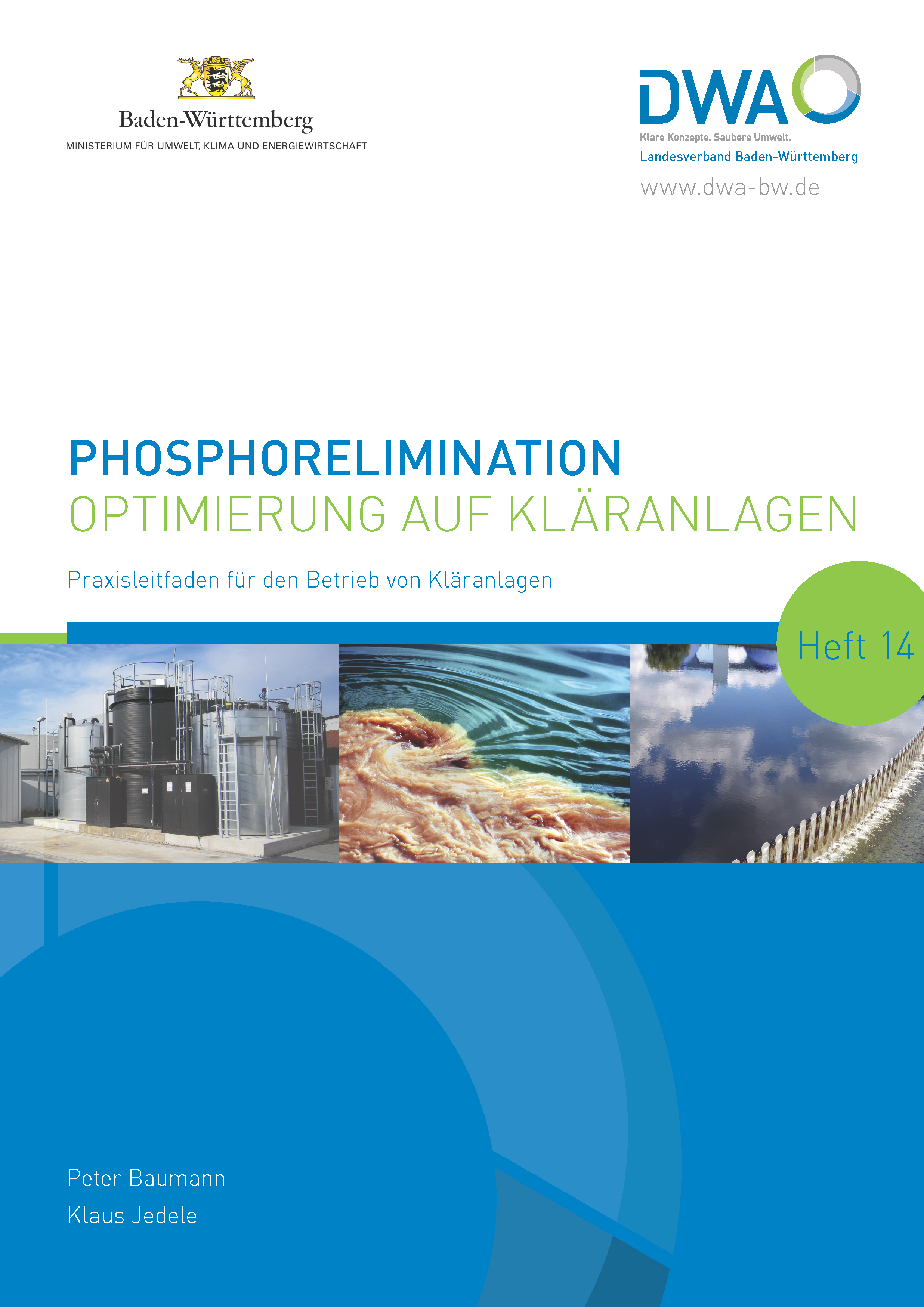 Cover des Praxisleitfadens: Phosphorelimination - Optimierung auf Kläranlagen, Heft 14